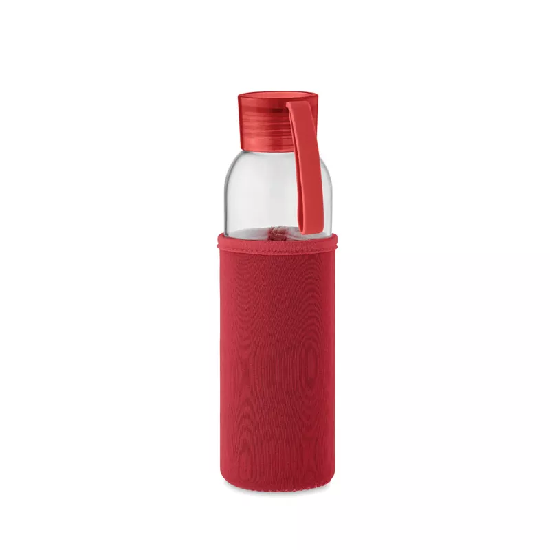 Butelka szklana z recyklingu 500 ml w etui EBOR - Czerwony (MO2089-05)