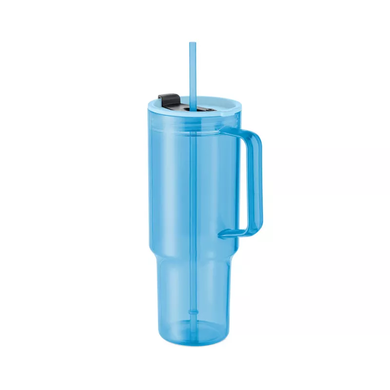 Kubek z RPET ze słomką 1200 ml MUGORA - Przezroczysty Blekitny (MO2964-52)
