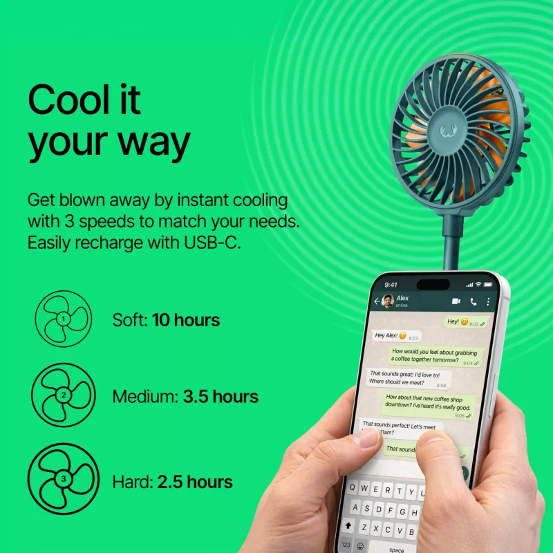Fresh 'n Rebel Bezprzewodowy Magnetyczny Wentylator z Podstawką pod Telefon - Wodny (LT49755-N0029)