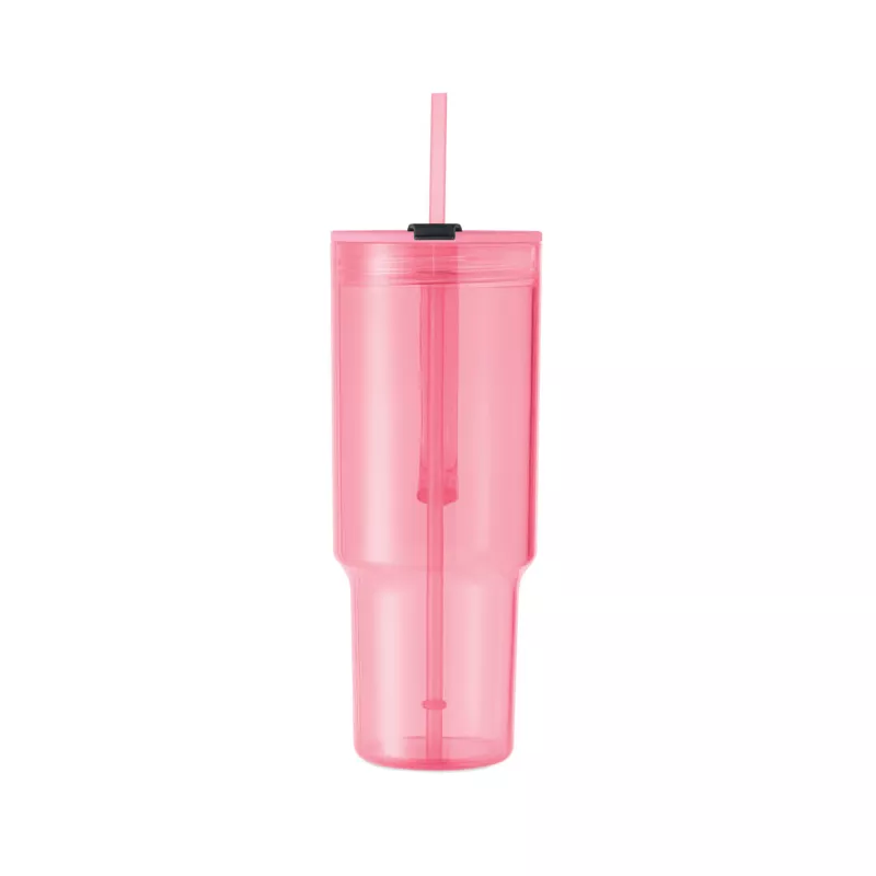 Kubek z RPET ze słomką 1200 ml MUGORA - Przezroczysty Rózowy (MO2964-31)