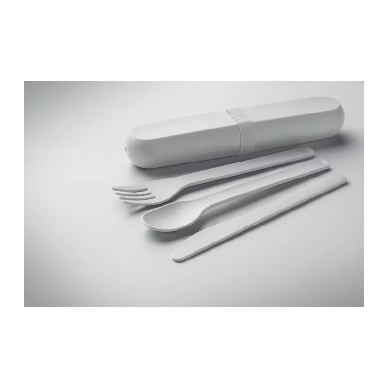 Zestaw sztućców w etui z PLA BITEFUL - Bialy (MO2743-06)