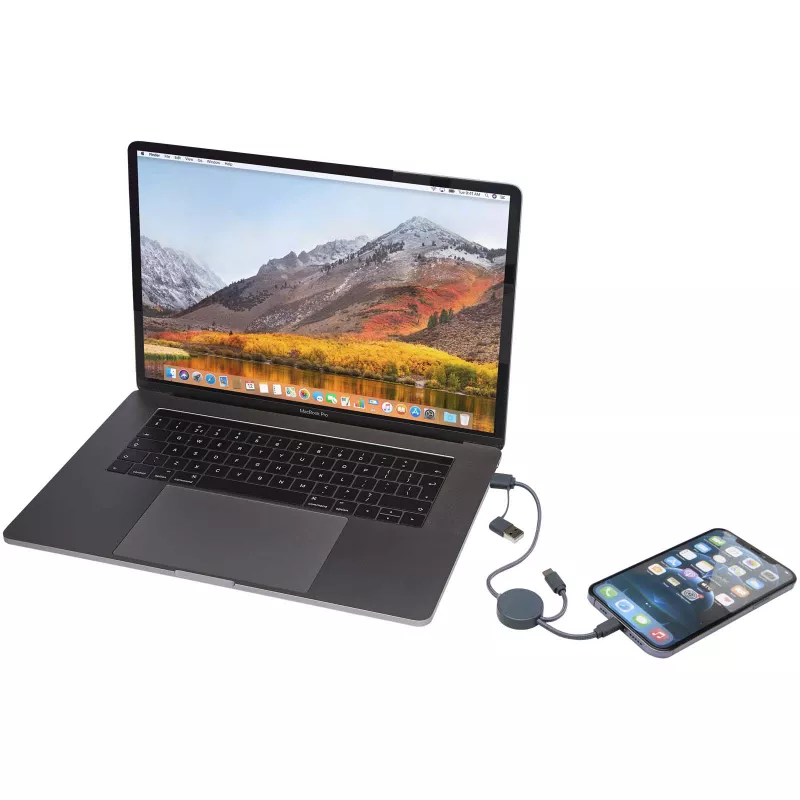 Citala kabel do synchronizacji danych i szybkiego ładowania 5 w 1 27 W o długości 30 cm z tworzyw sztucznych pochodzących z recyklingu - Hale Blue (12442755)