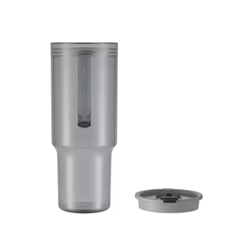 Kubek z RPET ze słomką 1200 ml MUGORA - Przezroczysty Szary (MO2964-27)