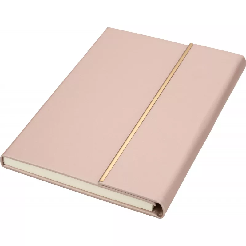 Notatnik A5 ze skóry z recyklingu, w linie z długopisem metalowym CrisMa MAGGIE - miedziany (2476395)