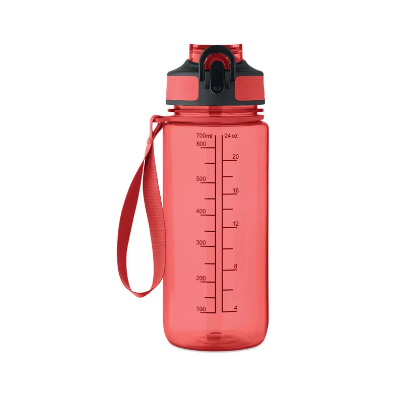 Butelka sportowa motywacyjna z RPET 700 ml ENKEL - Przezroczysty Czerwony (MO2792-25)