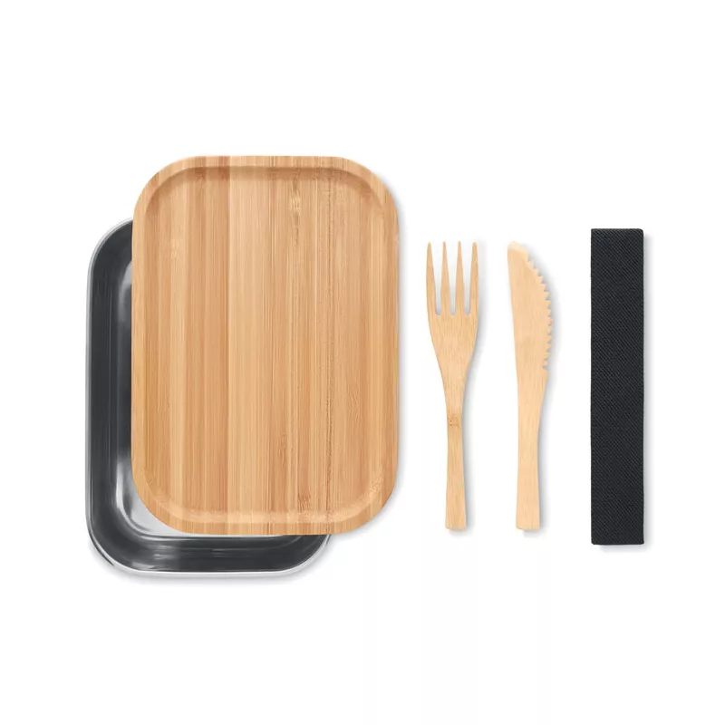 Lunchbox stalowy z bambusową pokrywką 600 ml SAVANNA - Drewna (MO9967-40)