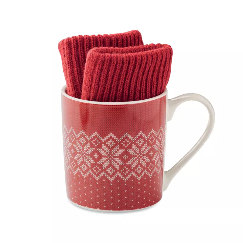 Zestaw prezentowy kubek 300 ml i rękawiczki COPITO SET - Czerwony (CX1557-05)