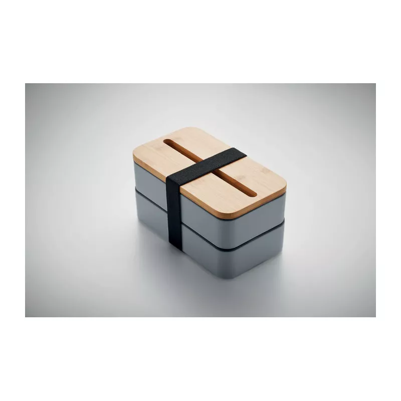 Lunchbox dwupoziomowy 2x400 ml ze sztućcami WINT - Petrol (MO2088-20)