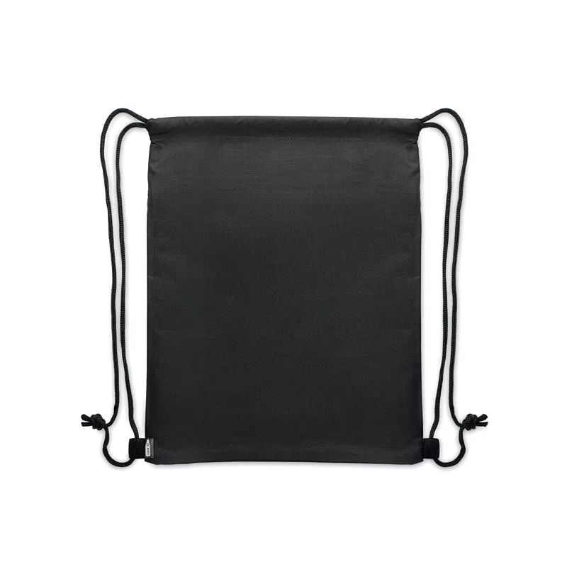 Worek ze sznurkiem z RPET 600D z kieszenią BANGKOK BAG - Czarny (MO2639-03)
