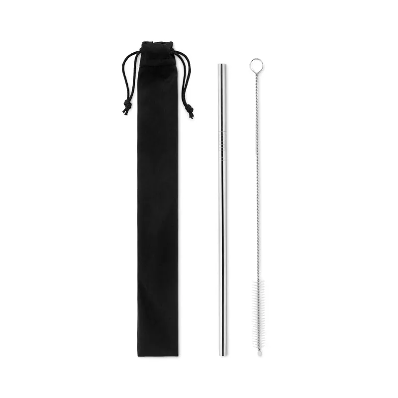 Słomka stalowa wielokrotnego użytku w etui COLD STRAW - Srebrny Mat (MO9602-16)