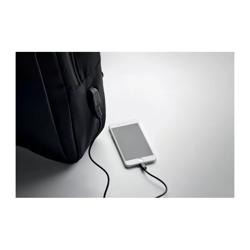 Plecak na laptop 13" z RPET z kablem USB SEOUL - Czarny (MO6328-03)