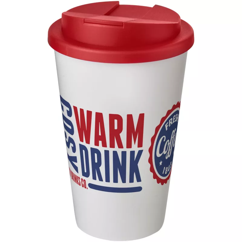 Americano® 350 ml tumbler with spill-proof lid - Biały-Czerwony (21069502)