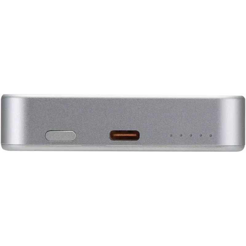 Powerbank Avis 10 000 mAh z recyklingowanego aluminium, z wbudowanym magnesem  - Srebrny (12444581)