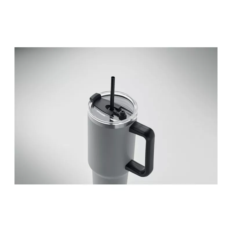 Kubek termiczny stalowy ze słomką 1200 ml SUMA - Szary (MO2327-07)
