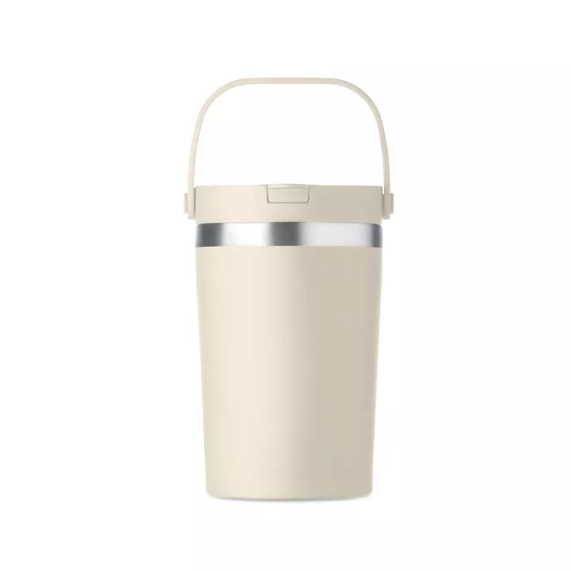 Kubek termiczny ze słomką i paskiem 350 ml COZYCUP - Bezowy (MO2922-13)