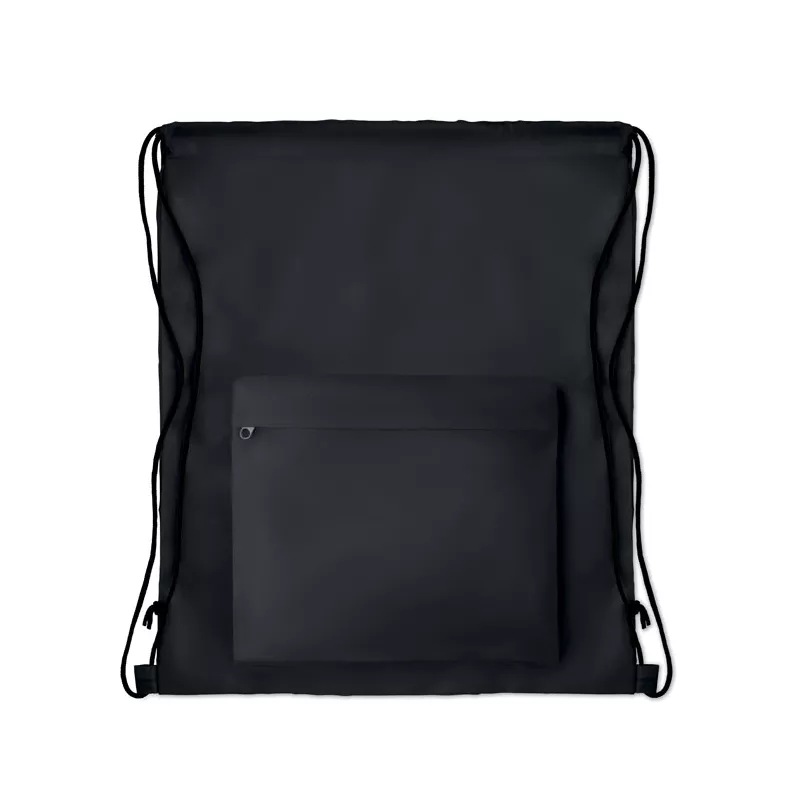 Worek ze sznurkiem z kieszenią na zamek POCKET SHOOP - Czarny (MO9177-03)