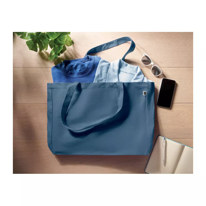 Torba z bawełny z recyklingu 280 g/m² RESPECT COLOURED - Niebieski (MO6380-04)