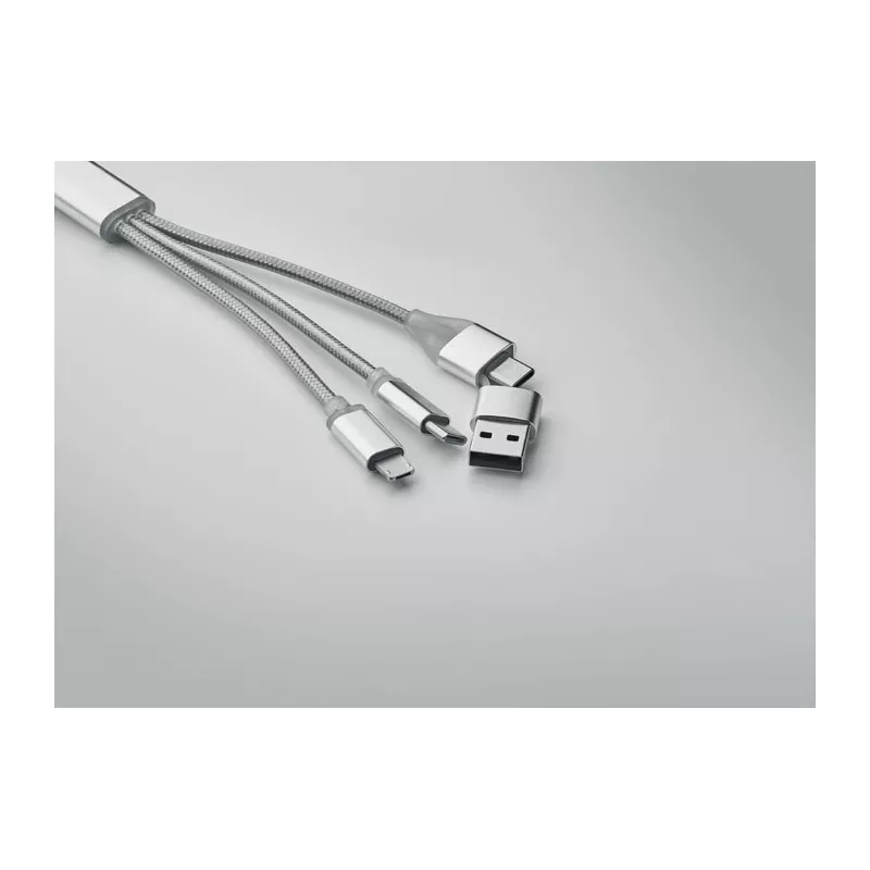 Kabel do ładowania 4 w 1 z brelokiem BLUE - Srebrny (MO2141-14)