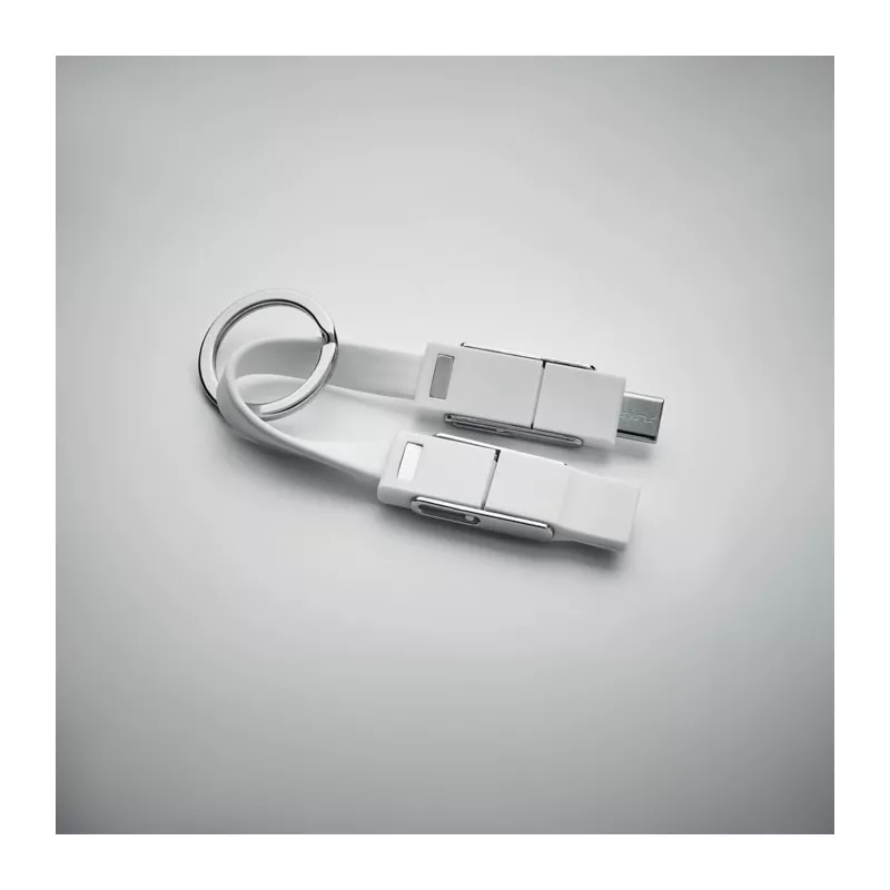 Brelok z kablem do ładowania 4 w 1 KEY C - Bialy (MO6820-06)