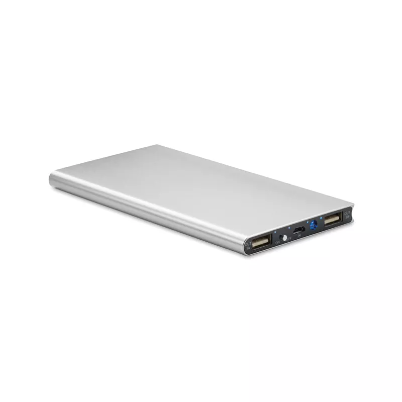 Powerbank płaski aluminiowy 8000 mAh POWERFLAT8 - Srebrny Mat (MO8839-16)