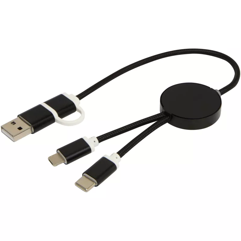 Alasia kabel do synchronizacji danych i szybkiego ładowania 5 w 1 27 W o długości 30 cm z tworzyw sztucznych i aluminium pochodzących z recyklingu - Czarny (12442490)