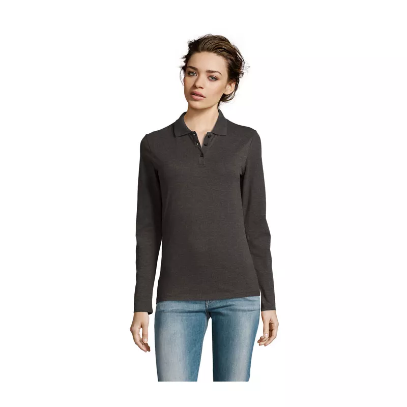 Polo damskie 180 g/m² Sol's PERFECT LSL WOMEN - Charcoal Melange (S02083-CE)