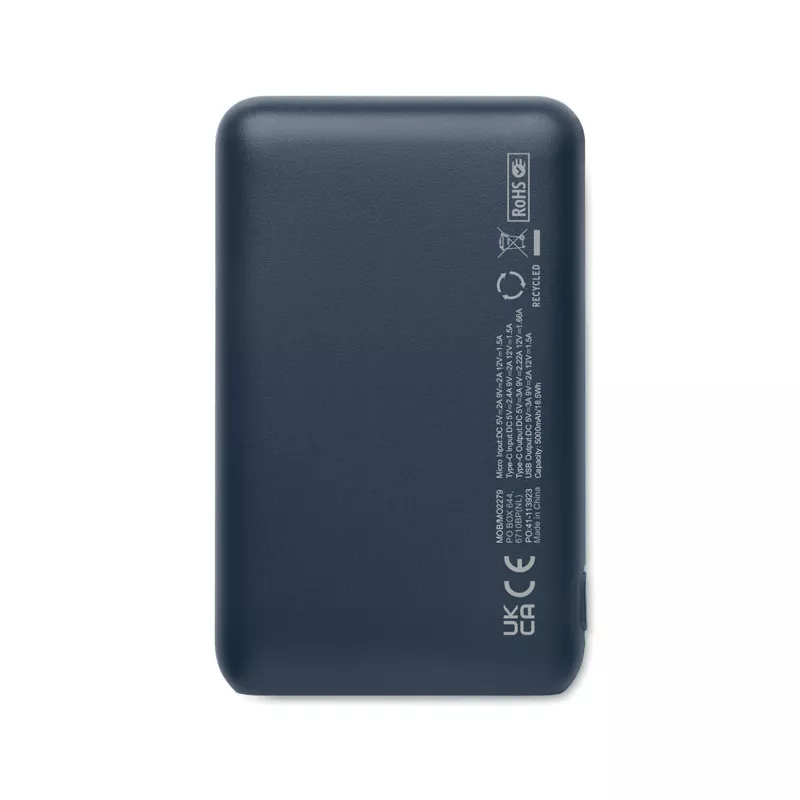 Powerbank 5000 mAh z ABS z recyklingu POWER52C - Francuski Granat (MO2279-85)
