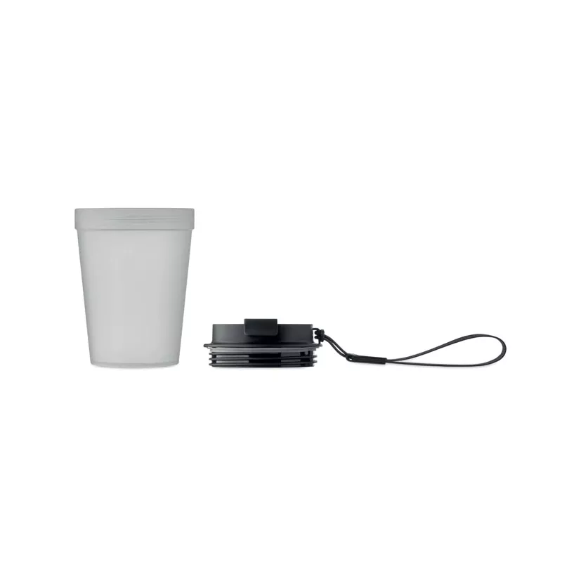Kubek z PP z paskiem 300 ml ISFORDEN TUMBLER - Przezroczysty Bialy (MO2670-26)