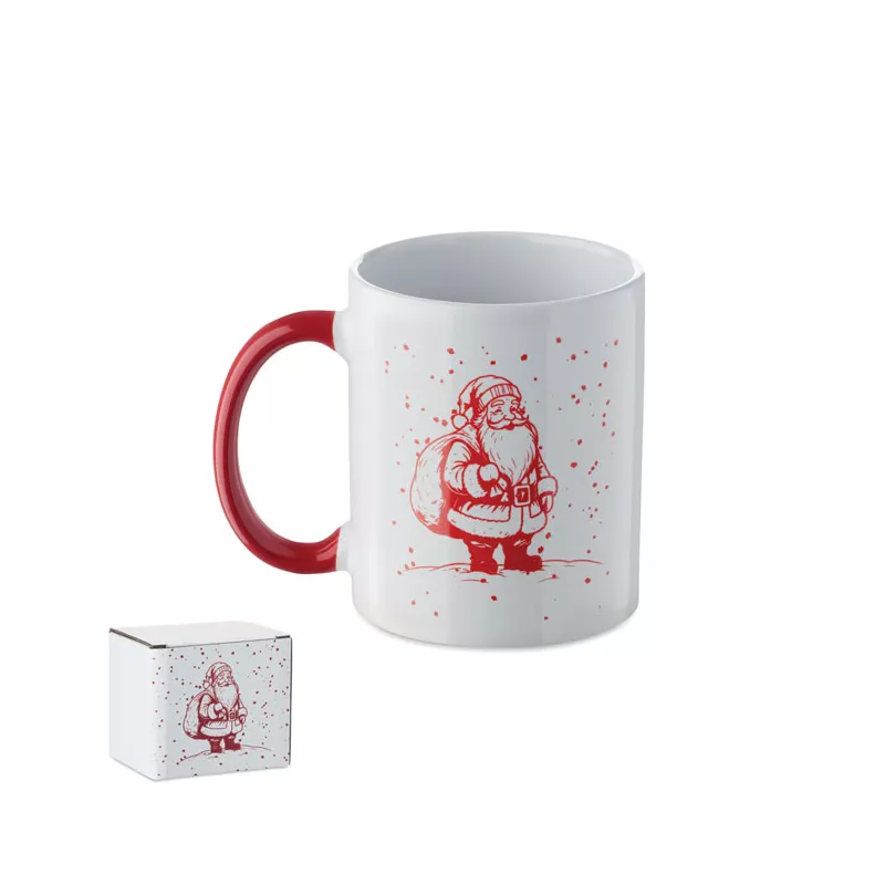 Kubek ceramiczny świąteczny 300 ml FESTIMUG - Bialy/Czerwony (CX1571-35)