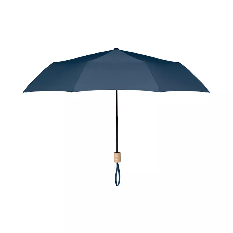 Parasol składany 21" z RPET z drewnianą rączką TRALEE - Niebieski (MO9604-04)