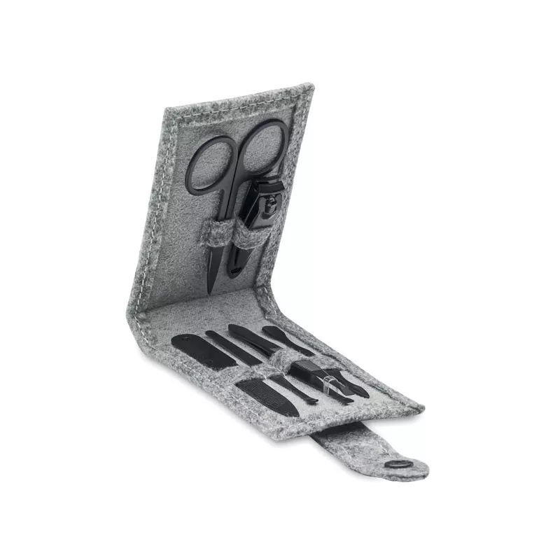Zestaw do manicure w etui z filcu RPET NAILKIT FELT - Szary (MO2140-07)