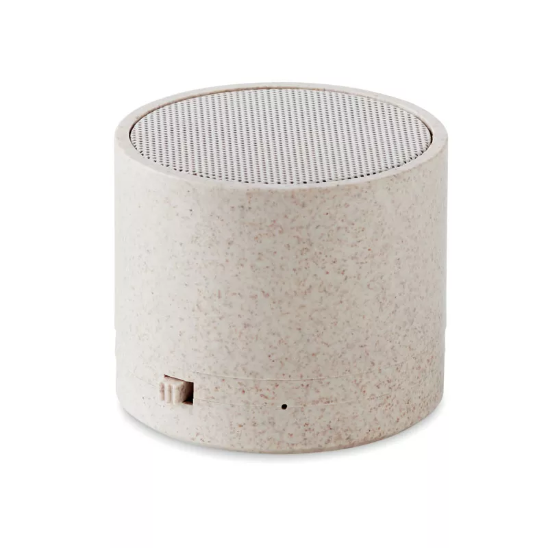 Głośnik bezprzewodowy 3W ze słomy ROUND BASS+ - Bezowy (MO9995-13)