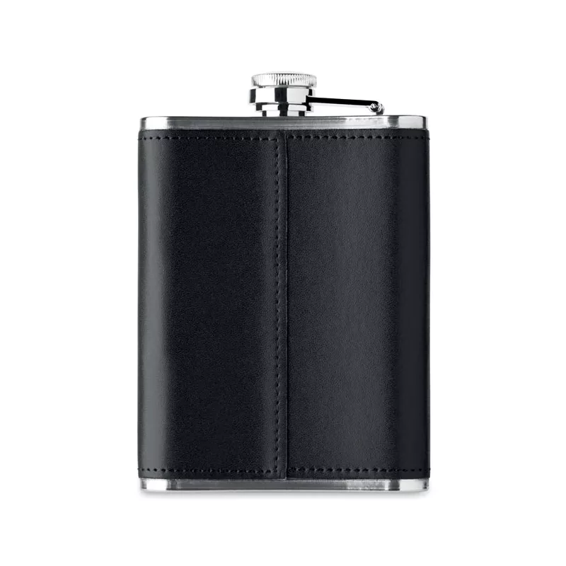 Piersiówka stalowa 200 ml w etui SLIMMY - Czarny (MO2629-03)