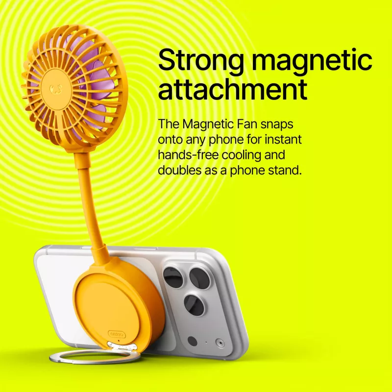 Fresh 'n Rebel Bezprzewodowy Magnetyczny Wentylator z Podstawką pod Telefon - żółty (LT49755-N0041)