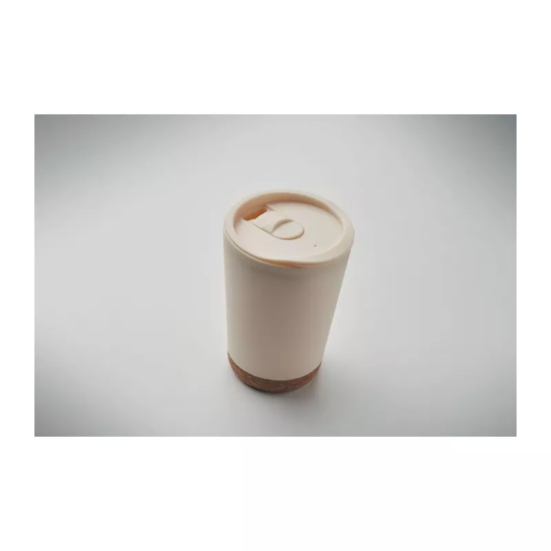 Kubek dwuścienny z korkową podstawą 300 ml CO - Bezowy (MO2446-13)
