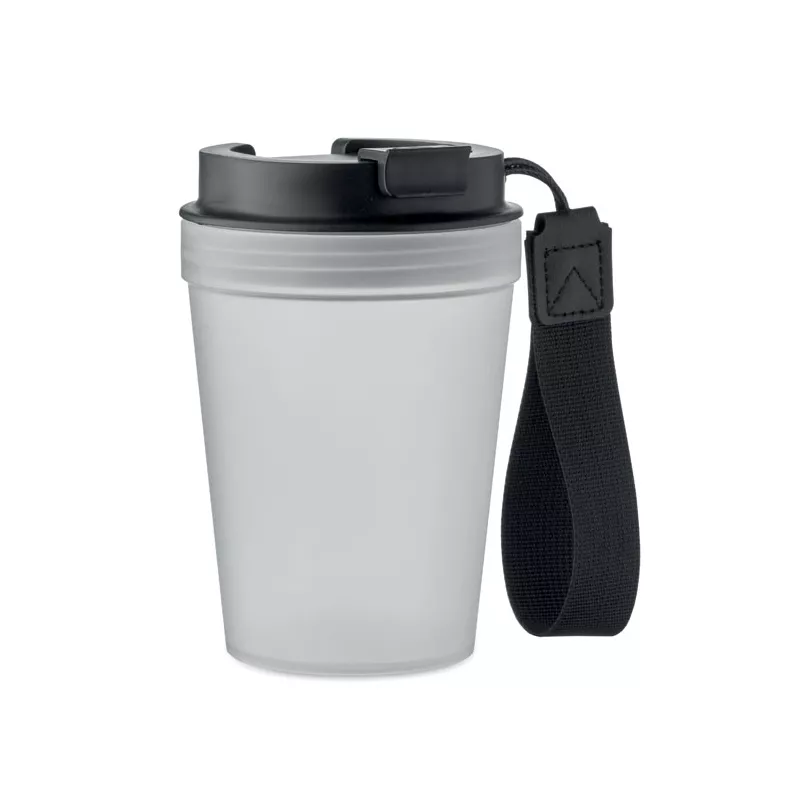 Kubek z PP z paskiem 300 ml ISFORDEN TUMBLER - Przezroczysty Bialy (MO2670-26)