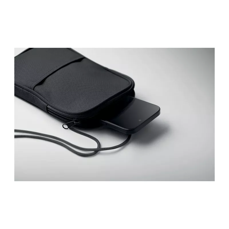 Saszetka podróżna RPET 600D na sznurku KOROVIN POUCH - Czarny (MO2675-03)