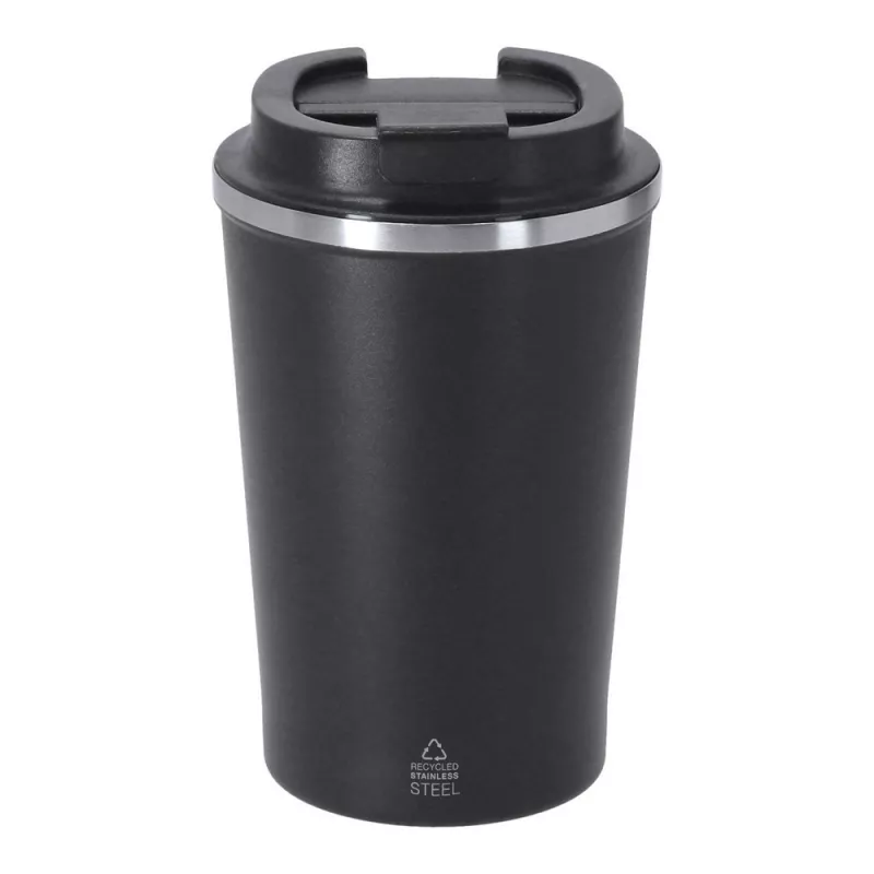 Kubek termiczny 350 ml ze stali nierdzewnej z recyklingu - czarny (VA679-03)