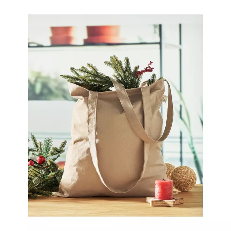 Torba z bawełny z recyklingu 140 g/m² VIVEKA COLOUR - Khaki (MO2302-39)