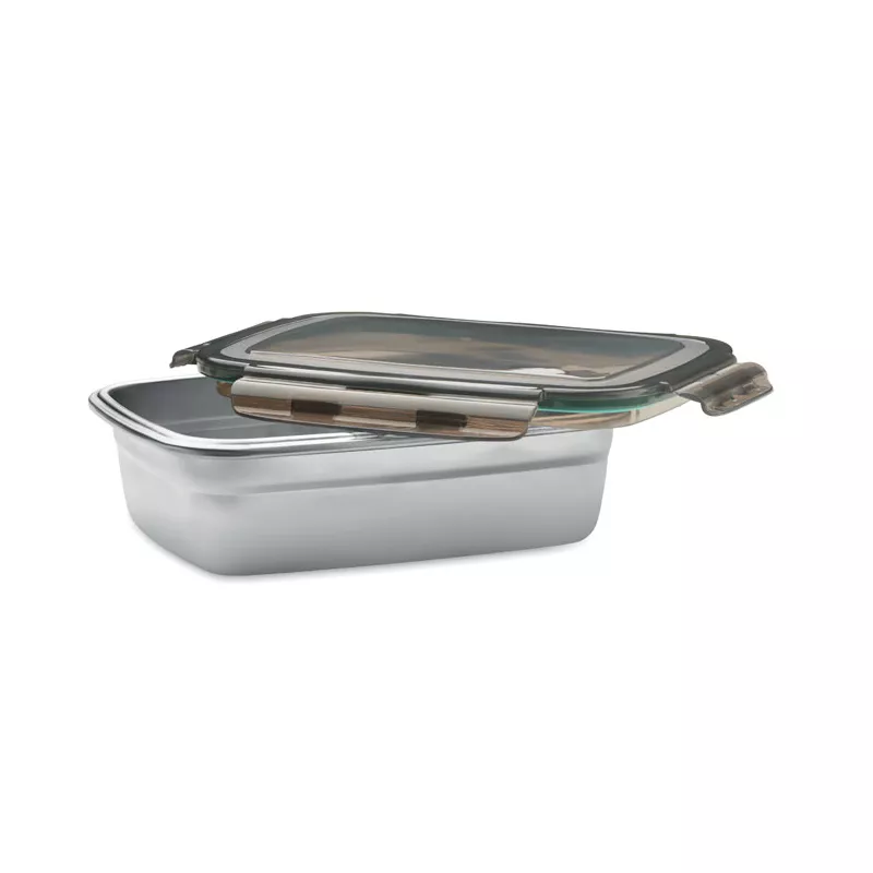 Lunchbox ze stali z recyklingu 850 ml LOX - Przezroczysty Szary (MO2343-27)