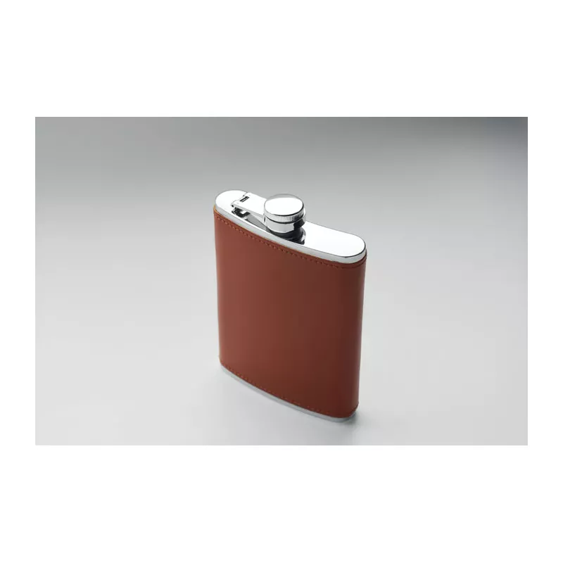 Piersiówka stalowa 200 ml w etui SLIMMY - Brazowy (MO2629-01)