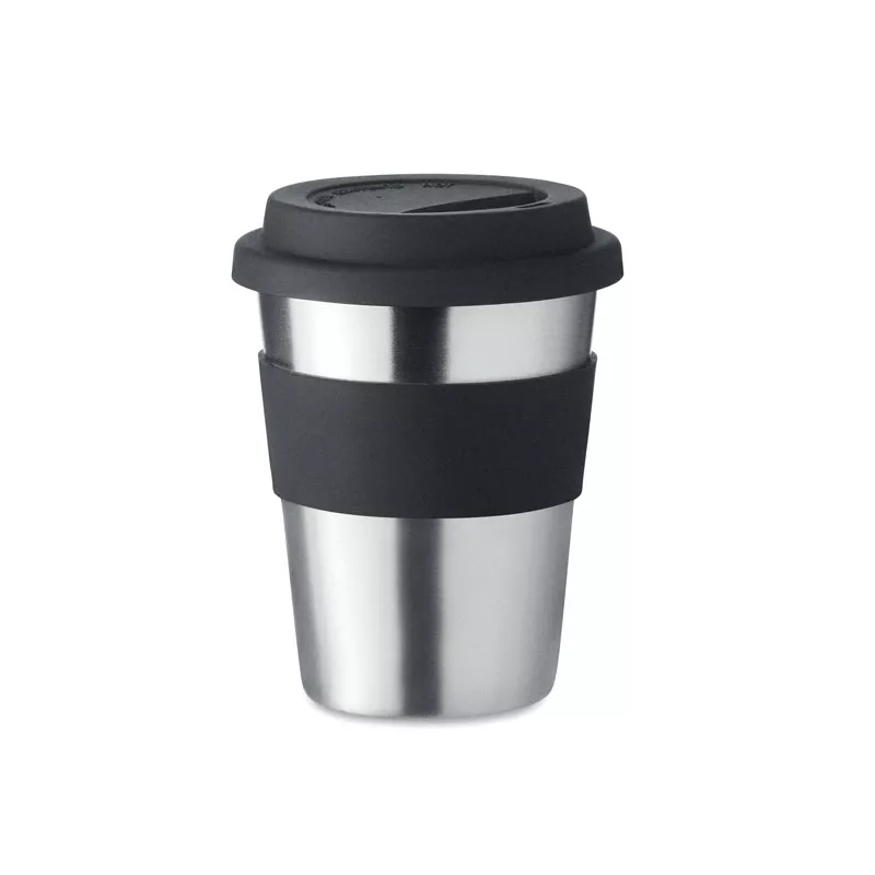 Kubek stalowy jednościenny z pokrywką 350 ml IRMUG - Czarny (MO6257-03)