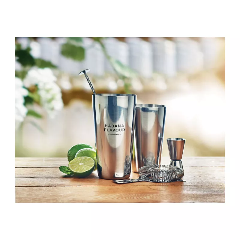 Zestaw koktajlowy z shakerem 750 ml BOSTON - Srebrny Blyszczacy (MO6224-17)