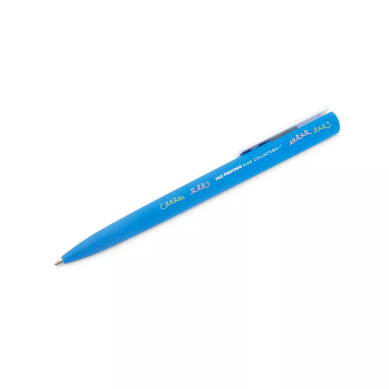 Długopis plastikowy z matową powłoką soft touchALEO - niebieski (19499-03)