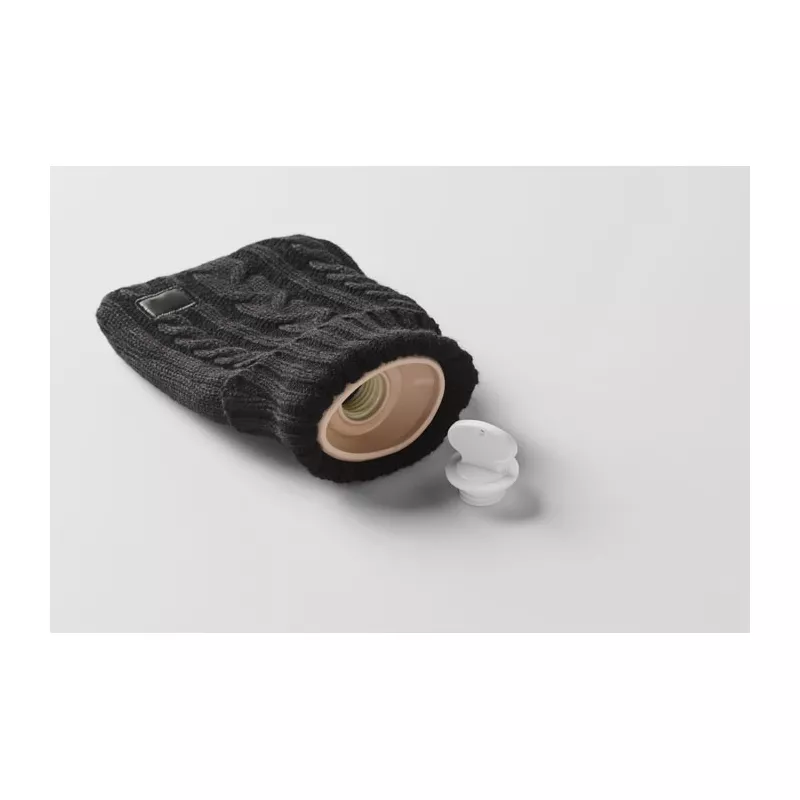 Termofor 400 ml w dzianinowym pokrowcu TOASTY - Czarny (MO2720-03)