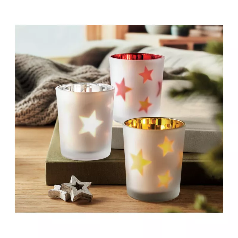 Świeczka LED tealight w szklanym słoiku LANDLE - Czerwony (CX1572-05)