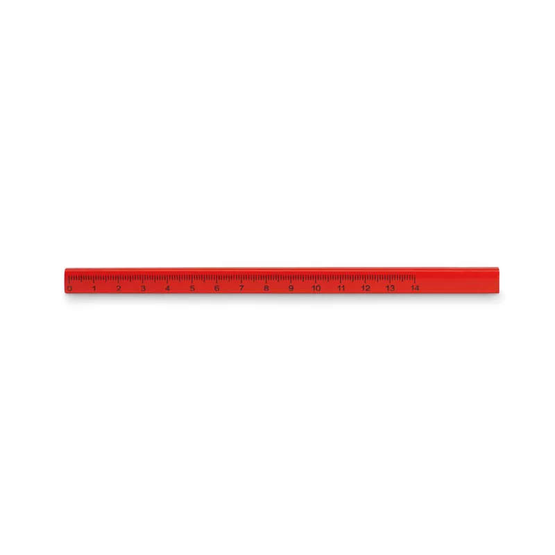 Ołówek stolarski z linijką 14 cm MADEROS - Czerwony (MO8686-05)