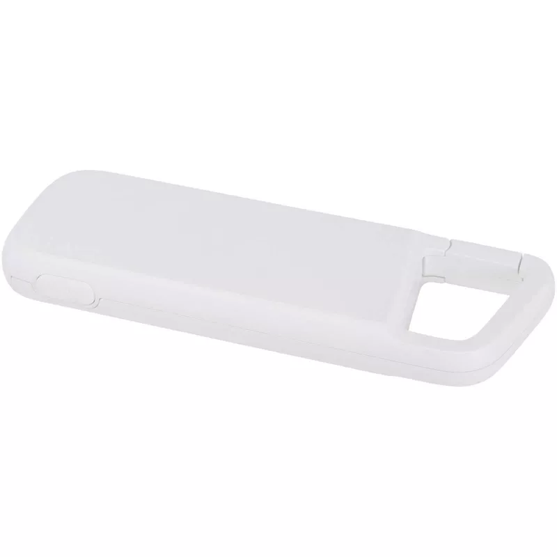Alkes wodoodporny powerbank z karabińczykiem o pojemności 5000 mAh i mocy 12 W, wykonany z tworzyw sztucznych pochodzących z recyklingu - Biały (12447001)