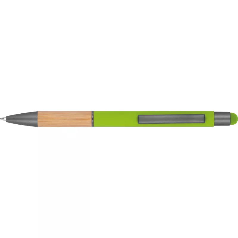 Długopis metalowy z uchwytem z bambusa i touch penem - irish green (1358129)