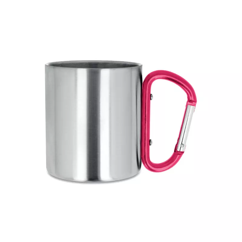 Kubek stalowy dwuścienny z karabinkiem 220 ml TRUMBO - Czerwony (MO8313-05)